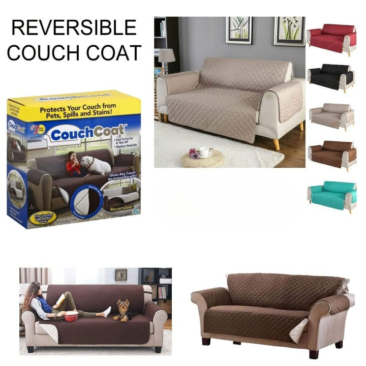Reversible Washable Double Sofa Cover Coat - Brown