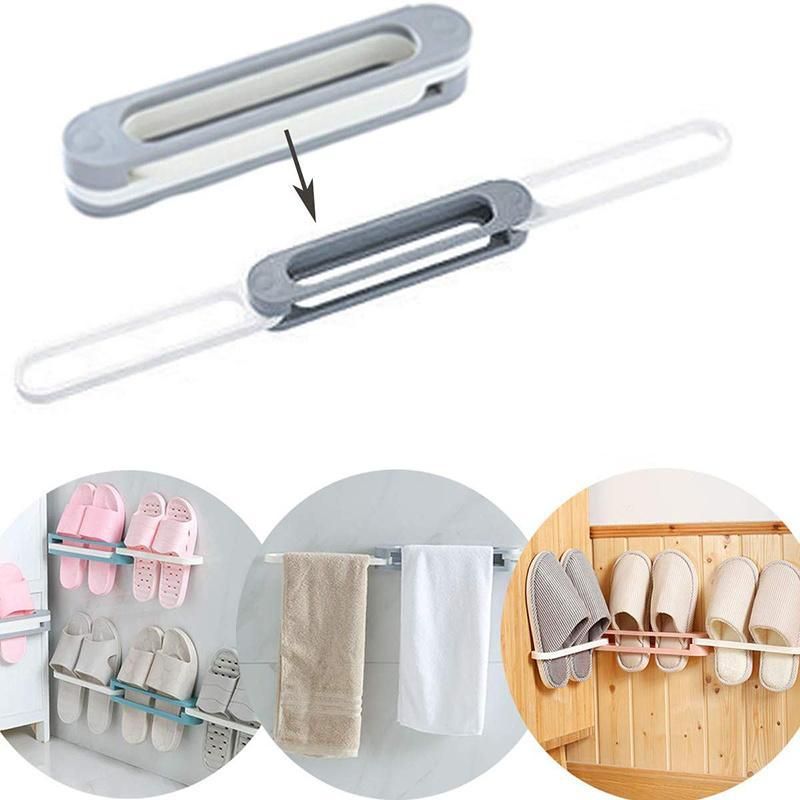 3 In 1 Shoes Rack Wall Mounted Folding Slippers Shoes Bathroom Towel Hanger Organizer Rack in House Shoes Stand Hanging Shelf Rack Holder for Multipurpose use(random color) - Image 7