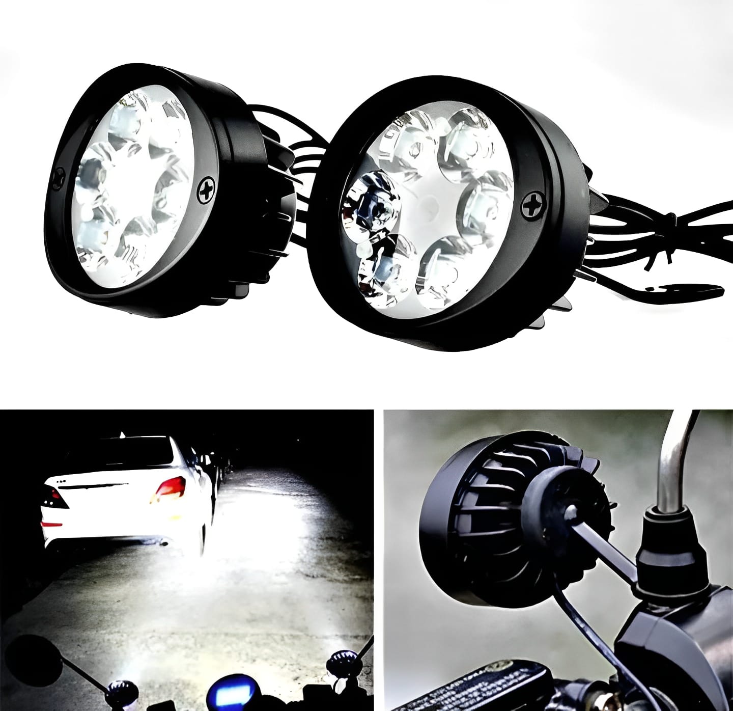 2 led plus button LED Headlight & Button Assist Lamp For Motorcycle Motorbike Bike Universal CD70 CG 125 & All - Image 3