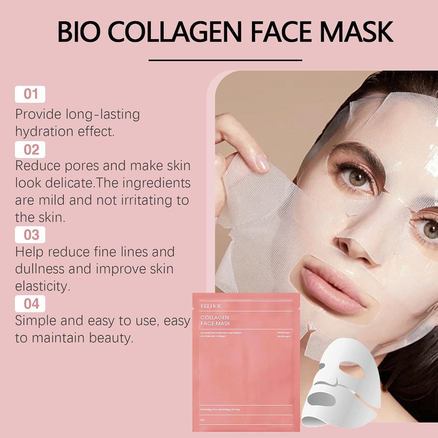 01 Pc Bio-Collagen Real Deep Mask, Hydrating Over Night, Facial Sheet Mask, Pore Minimising, Firming, Collagen Mask, Hydrating Overnight Skin Care Mask - 34gram - Image 5