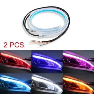 1 pair White Color Audi-Style Flexible 60 cm Headlight DRL Light Strips with Running Indicators