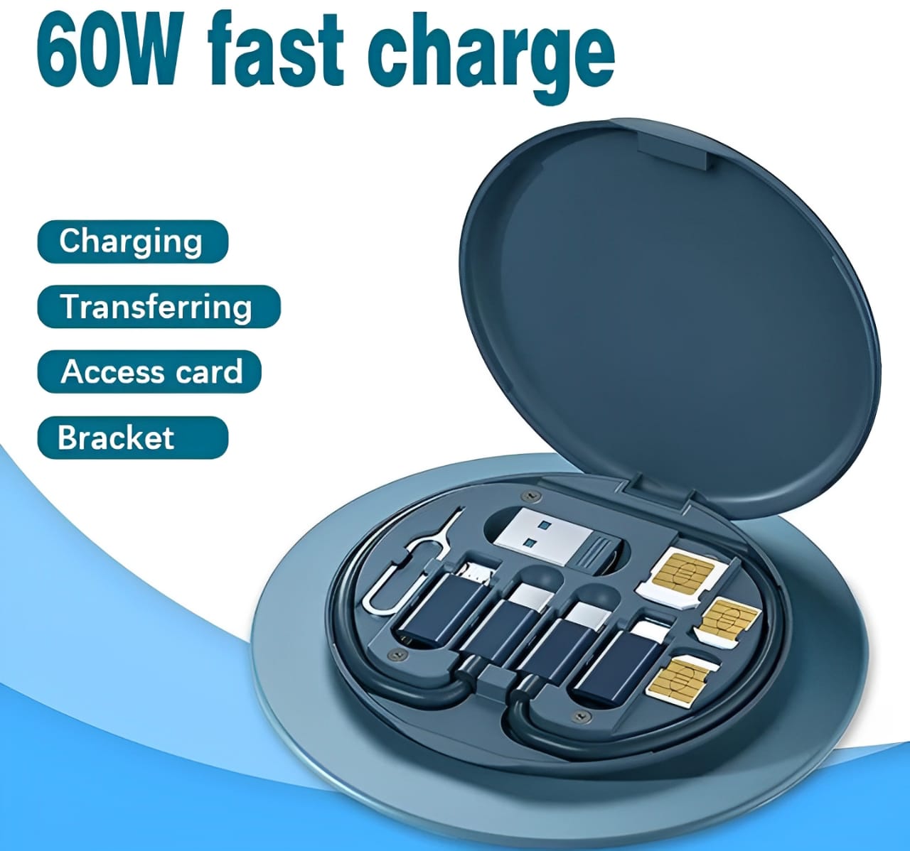 ( 5 in 1 ) Data Cable Set All Solutions in One | Data Cable Set 60w Fast Charging - Random Color