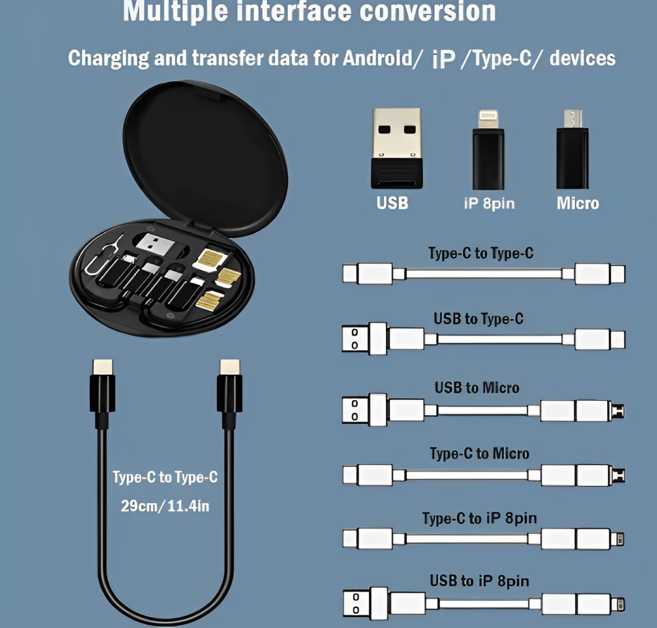 ( 5 in 1 ) Data Cable Set All Solutions in One | Data Cable Set 60w Fast Charging - Random Color - Image 4