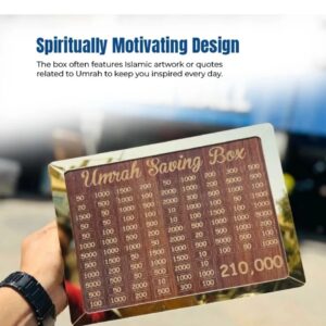 Umrah Saving Box - Box For Umrah Saving | Umrah Saving Box - Best Quality Umrah Saving Box - Umrah Saving Box Dark Brown, Wooden Money Box for Umrah - 210,000