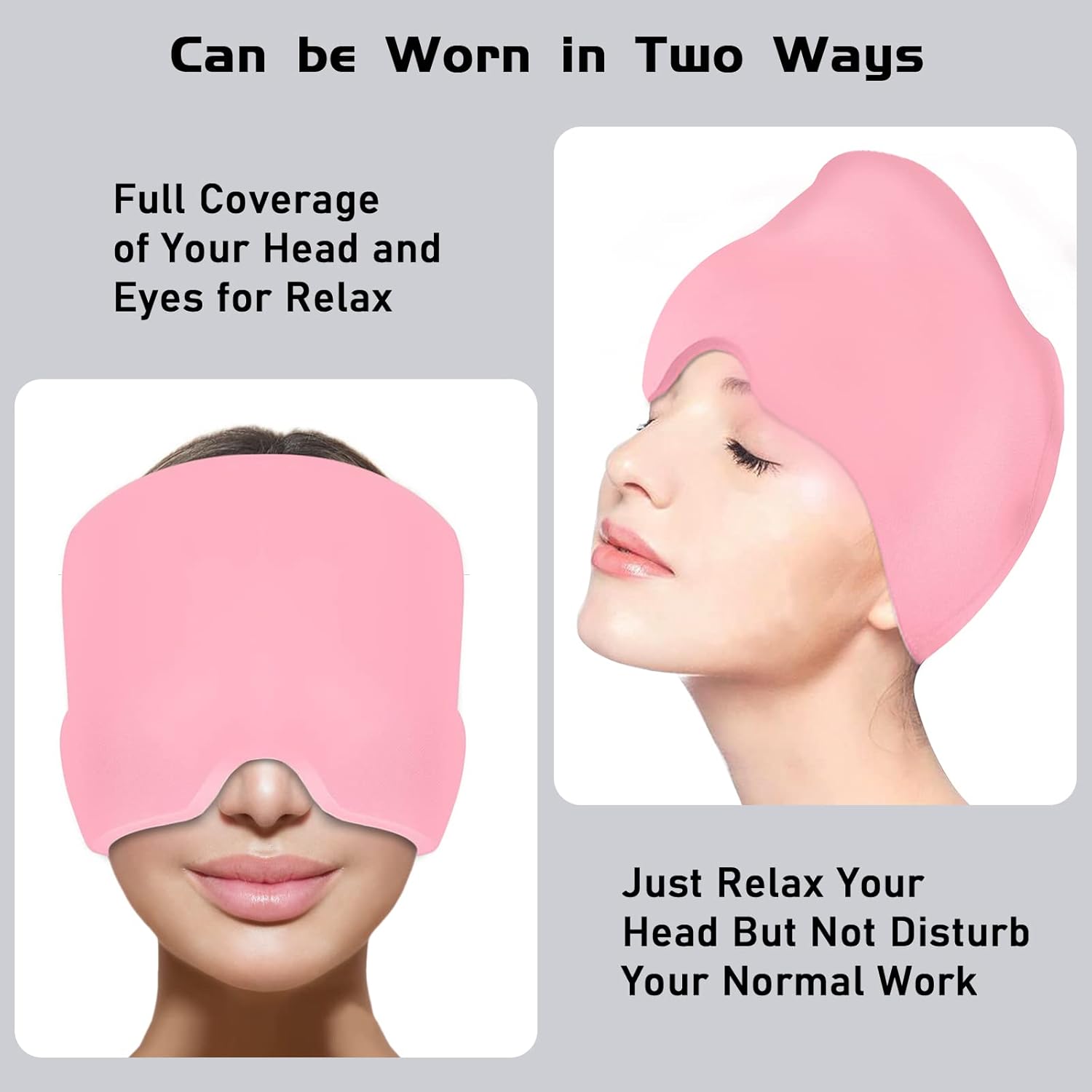Migraine Relief Cap - Headache Relief Hat for Migraine Relief, Tension, One Size Fits All Headache Cap with Reusable Ice Gel Pack for Puffy Eyes, Stress Relief ( Random Color ) - Image 6