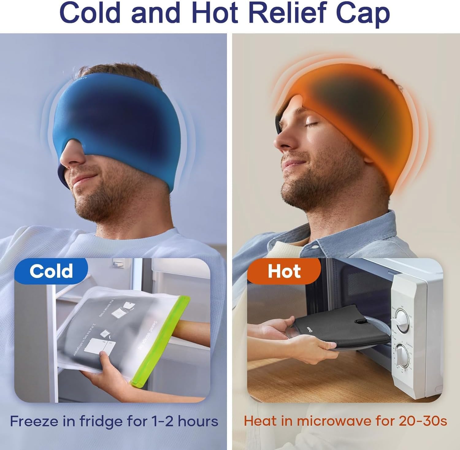 Migraine Relief Cap - Headache Relief Hat for Migraine Relief, Tension, One Size Fits All Headache Cap with Reusable Ice Gel Pack for Puffy Eyes, Stress Relief ( Random Color ) - Image 5