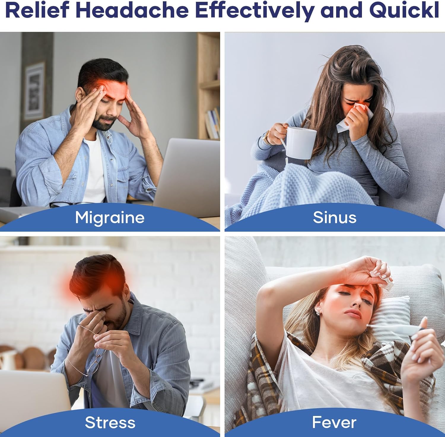 Migraine Relief Cap - Headache Relief Hat for Migraine Relief, Tension, One Size Fits All Headache Cap with Reusable Ice Gel Pack for Puffy Eyes, Stress Relief ( Random Color ) - Image 4