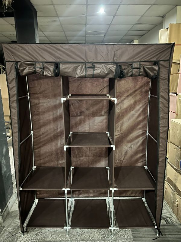 3 Door Fancy & Portable Foldable Closet Wardrobe Storage Organizer with Shelves Foe Multi Purpose - Image 7