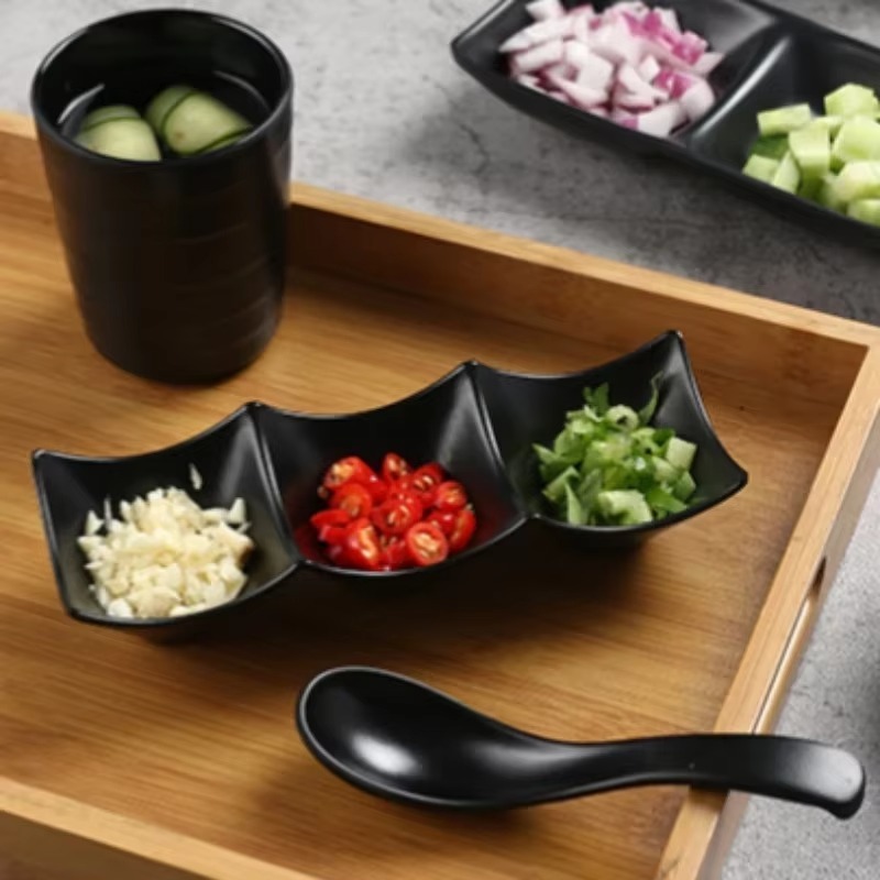 3-Compartment Dipping Sauce Dish – BPA-Free Plastic Condiment Server for Hot Pot, Sushi, Appetizers – Microwave & Dishwasher Safe (Random Color) - Image 5