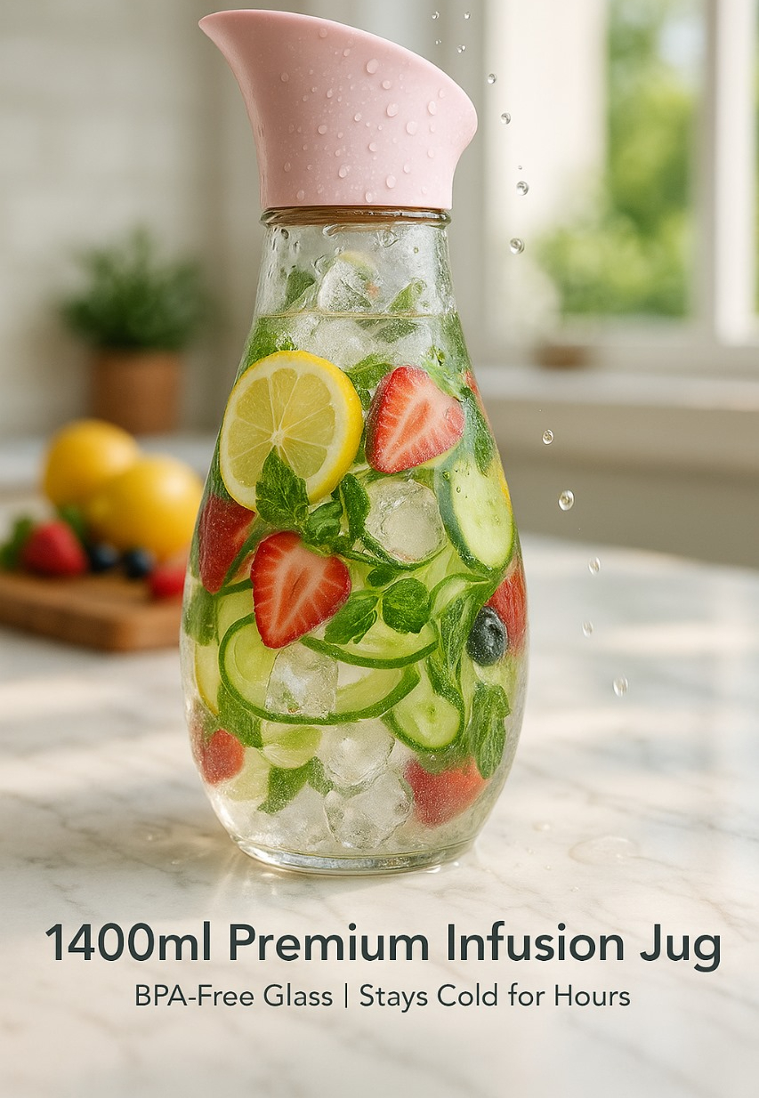 1400ml Hard Glass Water Jug with Lid – Heat-Resistant Pitcher for Water, Juice, Iced Tea, Milk & Beverages - Image 6