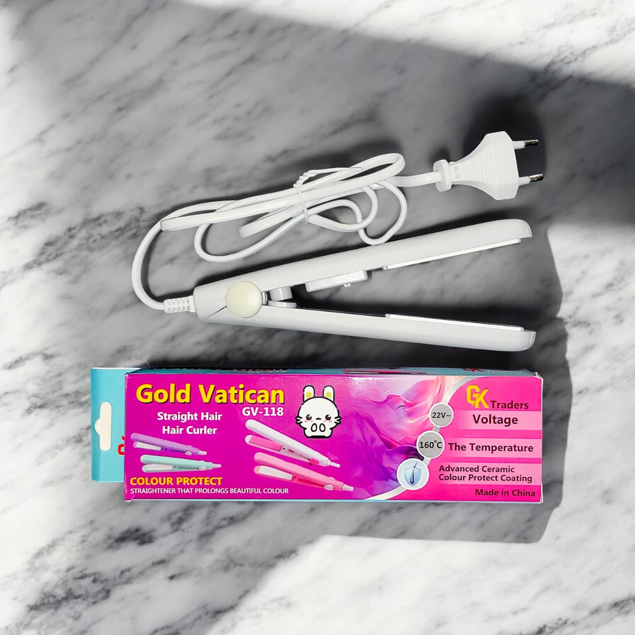 2-in-1 Mini Hair Straightener & Curler – Portable Thermostatic Ceramic Flat Iron for Dry & Wet Hair Styling - Random Color