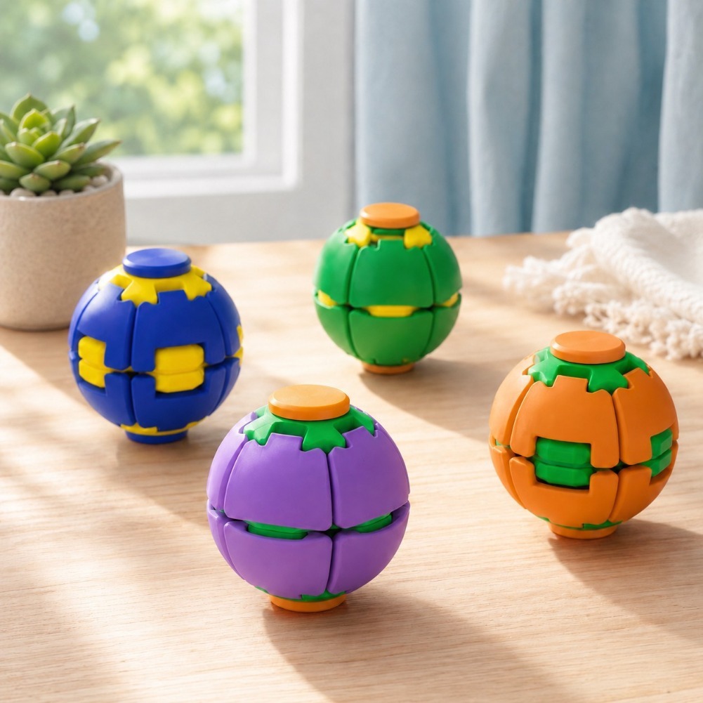 Rotatable 3D Printed Fidget Spinner Ball Push Pop Finger Gyro Sphere Hard Plastic Stress Relief Sensory Desk Toy (Random Color) - Image 3