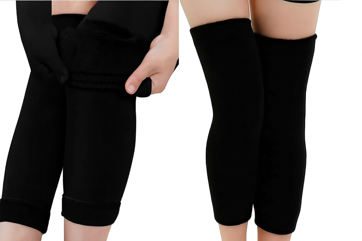 1 Pair Thermal Wool Knee Brace Sleeves – Long Warm Leg Support For Winter, Pain Relief & Joint Protection For Men And Women (Black) - Image 5