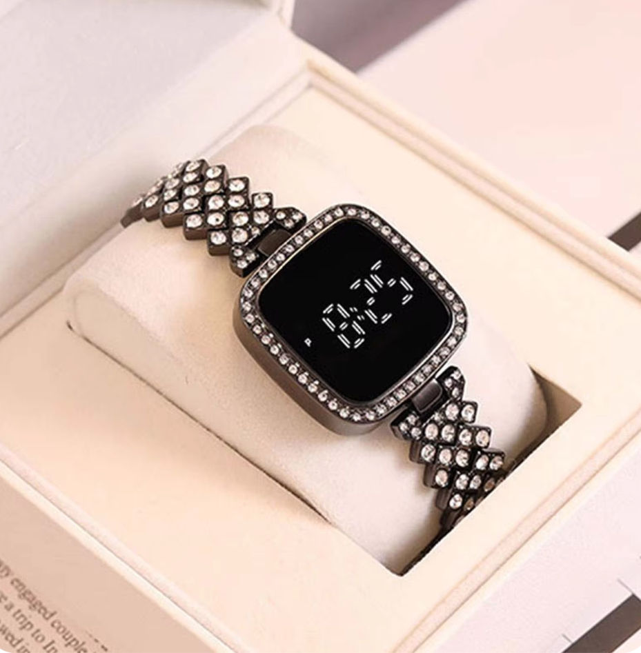 Full Diamond Touch Screen LED Watch with Premium Steel Chain for Women - Image 7