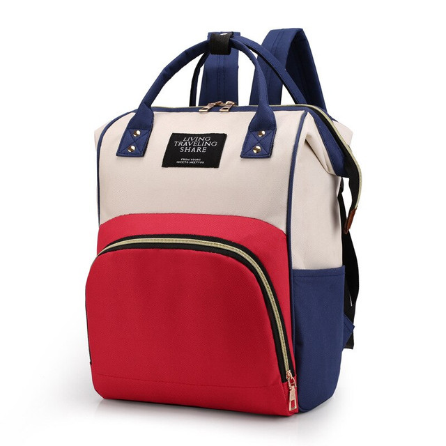 Large Capacity Mummy Bag Multi-function Waterproof Outdoor Women Backpack Nursing Bag for Baby Care - Blue - Image 5