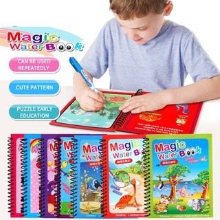 Magic Water Book Painting Drawing Coloring Board Book Doodle & Magic Water Pen(random book ) - Image 3
