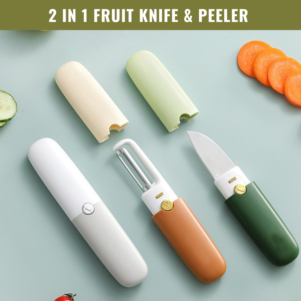 Stainless Steel 2 in 1 Fruit cutting Knife with Peeler For Peeling and Cutting (Random Color) - Image 7