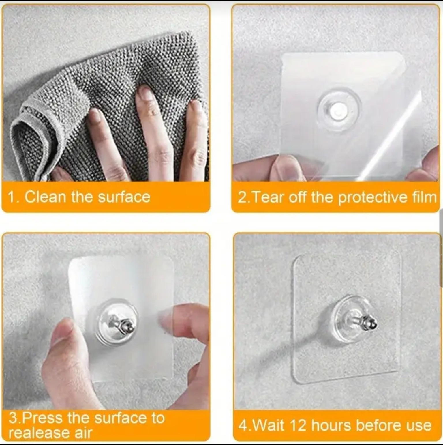 Transparent Self-Adhesive Wall Hooks Sticker – Strong Hold, No Drill, Damage-Free Hanging - Pack of 10 - Image 2