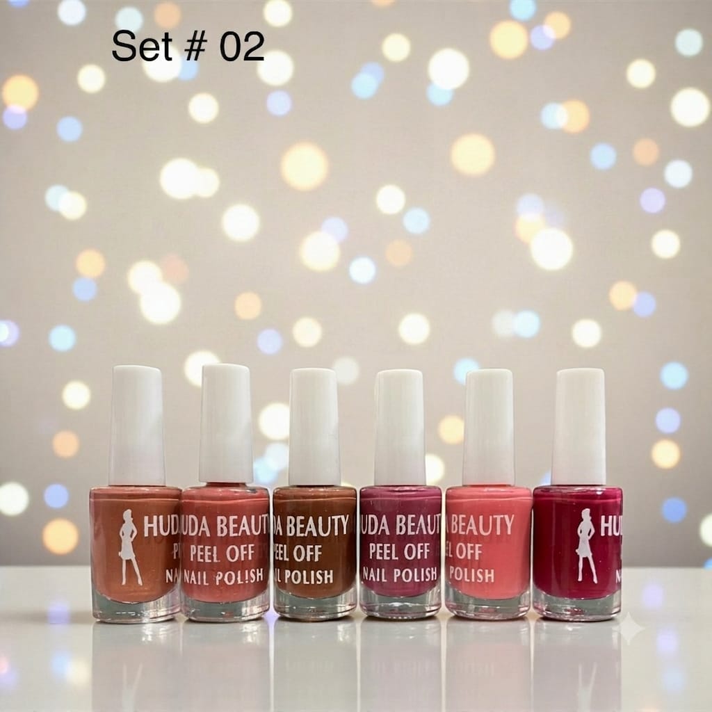Huda Beauty Peel Off Nail Polish Set Pack of 6 Full Size Long Lasting Multi Color Collection - Image 4