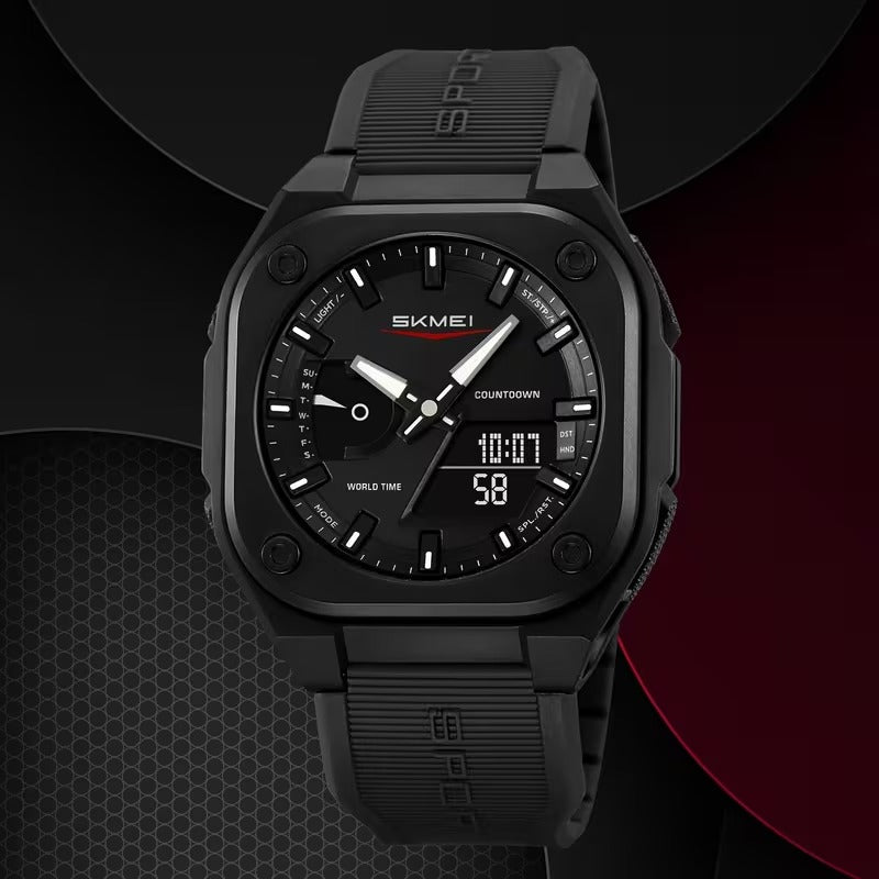 SKMEI Original Men's World Timer Watch – Premium Analog-Digital Sports Chronograph with Heavy-Duty Silicone Strap - Image 7