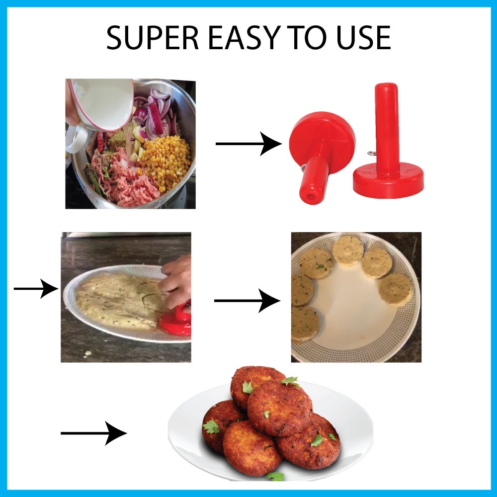 Kabab Maker Set of 3 Pcs (Heart, Round, Hexagon) (Random Color)