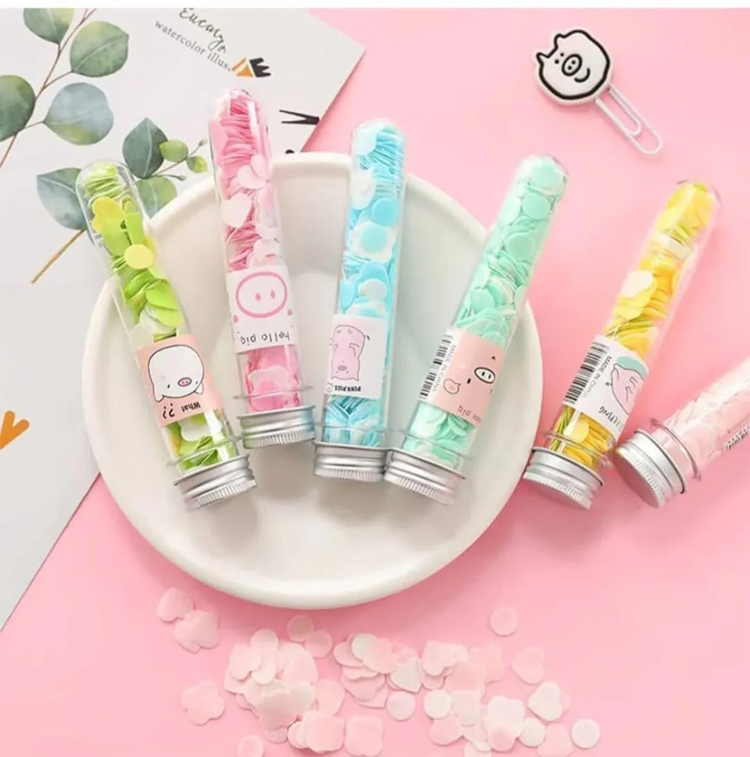 100 Pcs Disposable Flower Paper Soap With Portable Tube Multi Color Travel Sheets For Hand Washing And Outdoor Use Premium Quality (Random Color) - Image 6