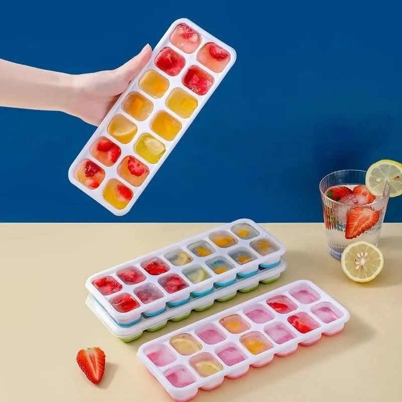 Silicon Popup Ice Cube Tray 14 Grid Ice Mould Silicone Ice Cube Mold Tray Durable And Easy Release Design | Random Color - Image 3