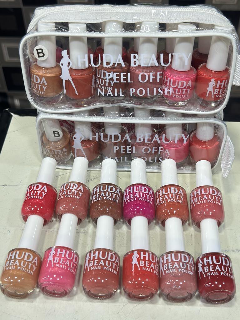 Huda Beauty Peel Off Nail Polish Set Pack of 6 Full Size Long Lasting Multi Color Collection - Image 5