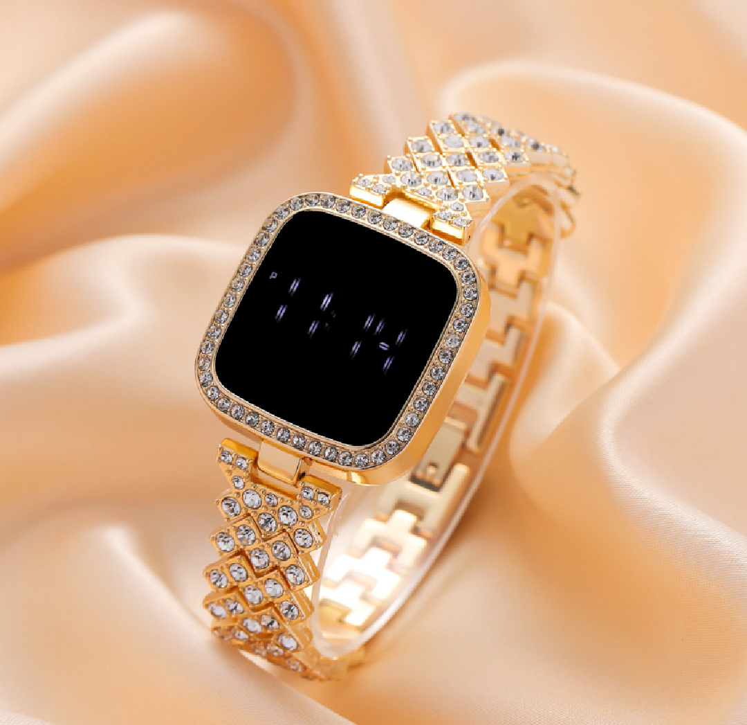 Full Diamond Touch Screen LED Watch with Premium Steel Chain for Women - Image 10