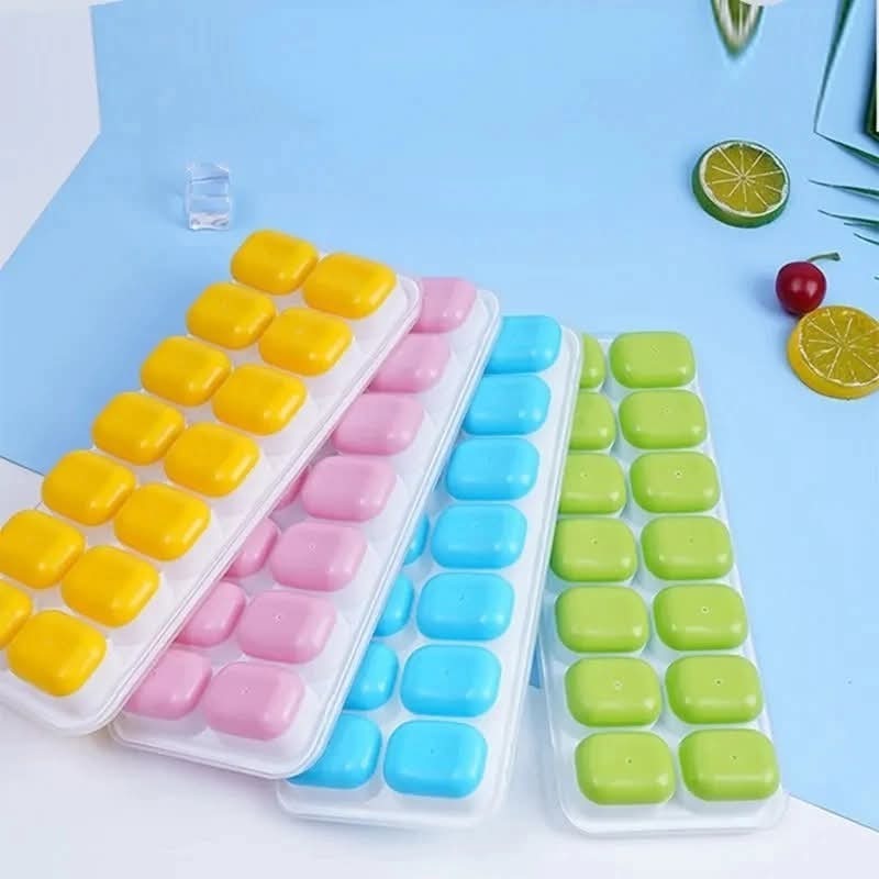 Silicon Popup Ice Cube Tray 14 Grid Ice Mould Silicone Ice Cube Mold Tray Durable And Easy Release Design | Random Color - Image 2