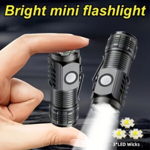 Mini LED Torch - Portable Pocket Light, Child Camping, Emergency, Travel, Hiking Torch, Portable LED Flashlight Rechargeable Zoom Flashlights Plastic body