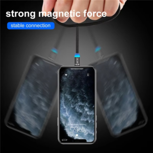 3-In-1 Magnetic Fast Charging Cable with 360° Rotation and LED