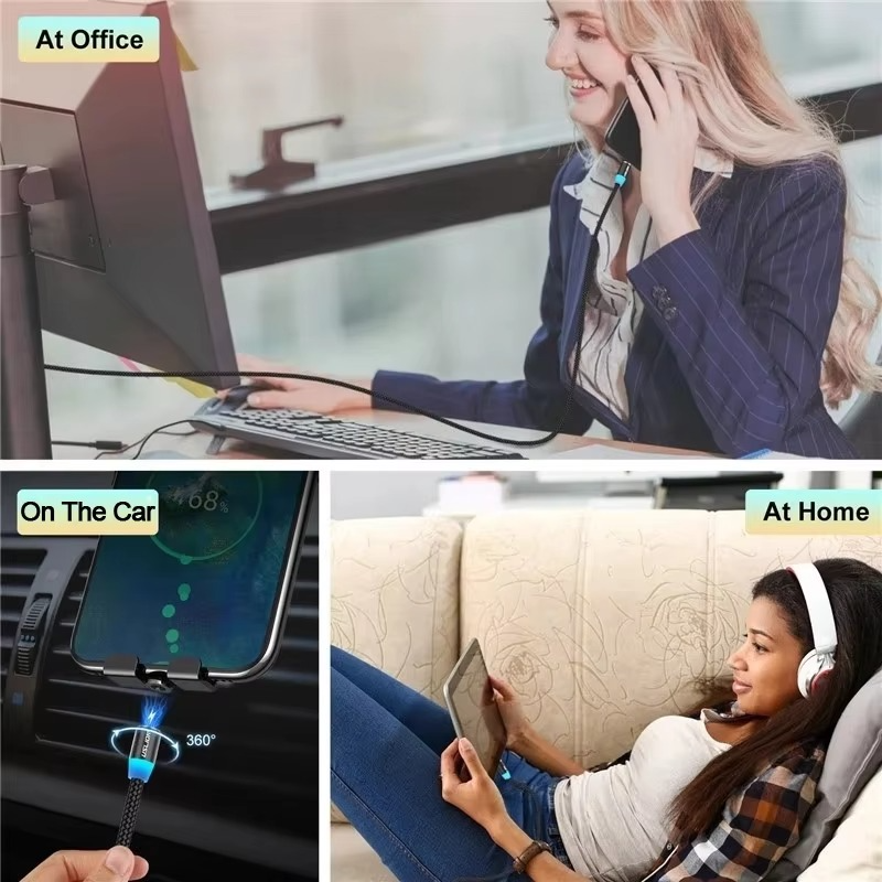 3-In-1 Magnetic Fast Charging Cable with 360° Rotation and LED - Image 8