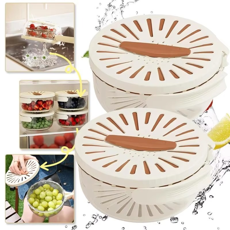 Multi-Functional Vegetable & Fruit Cleaning Basket | Folding Drainage & Storage Box | Fresh-Keeping Kitchen Filter Container - Image 4