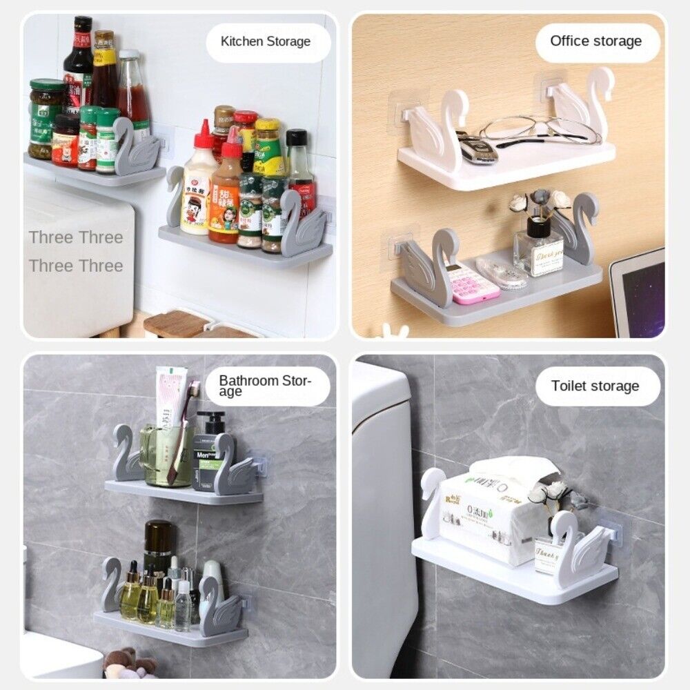 Multifunctional Self Adhesive Creative Character Shelves Bathroom Wall Mounted Shelf | Storage Rack for Bathroom, Kitchen & Room - 1 Pc (White) - Image 7