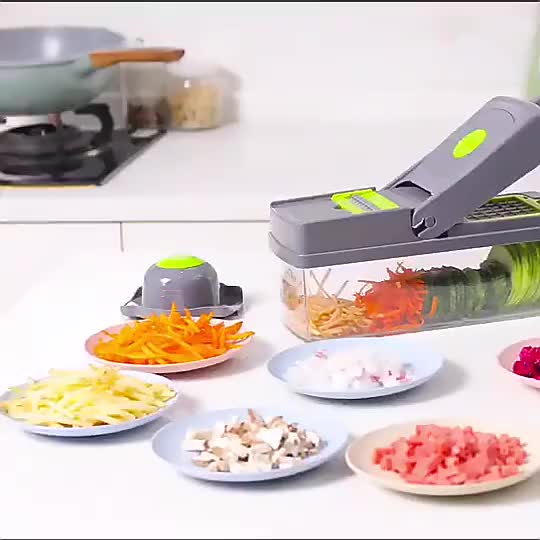 16-in-1 Multifunctional Vegetable Chopper & Slicer with Colander Basket and Storage Container – Heavy-Duty Food Cutter & Dicer for Onion, Potato, Carrot, Garlic & More - Image 4