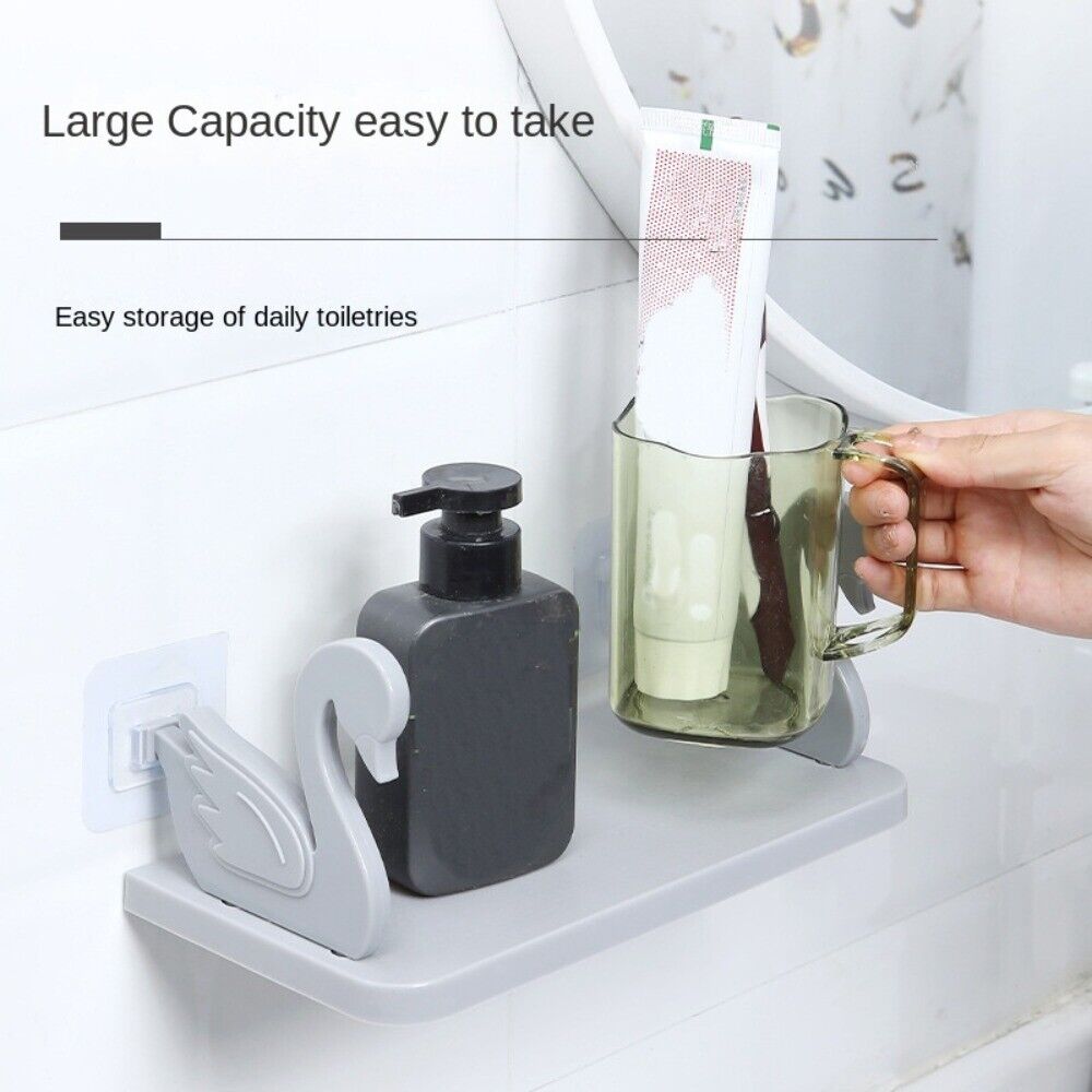 Multifunctional Self Adhesive Creative Character Shelves Bathroom Wall Mounted Shelf | Storage Rack for Bathroom, Kitchen & Room - 1 Pc (White) - Image 6