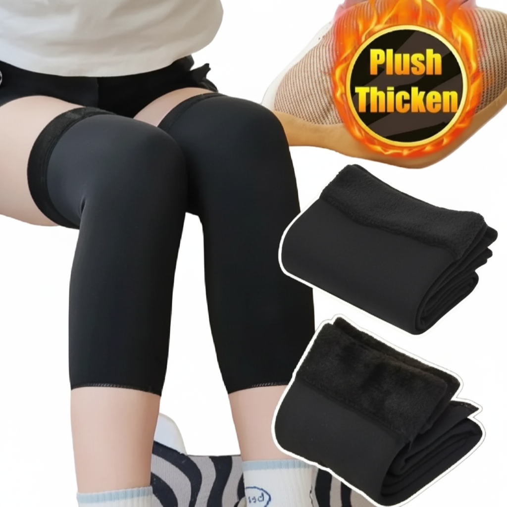 1 Pair Thermal Wool Knee Brace Sleeves – Long Warm Leg Support For Winter, Pain Relief & Joint Protection For Men And Women (Black)