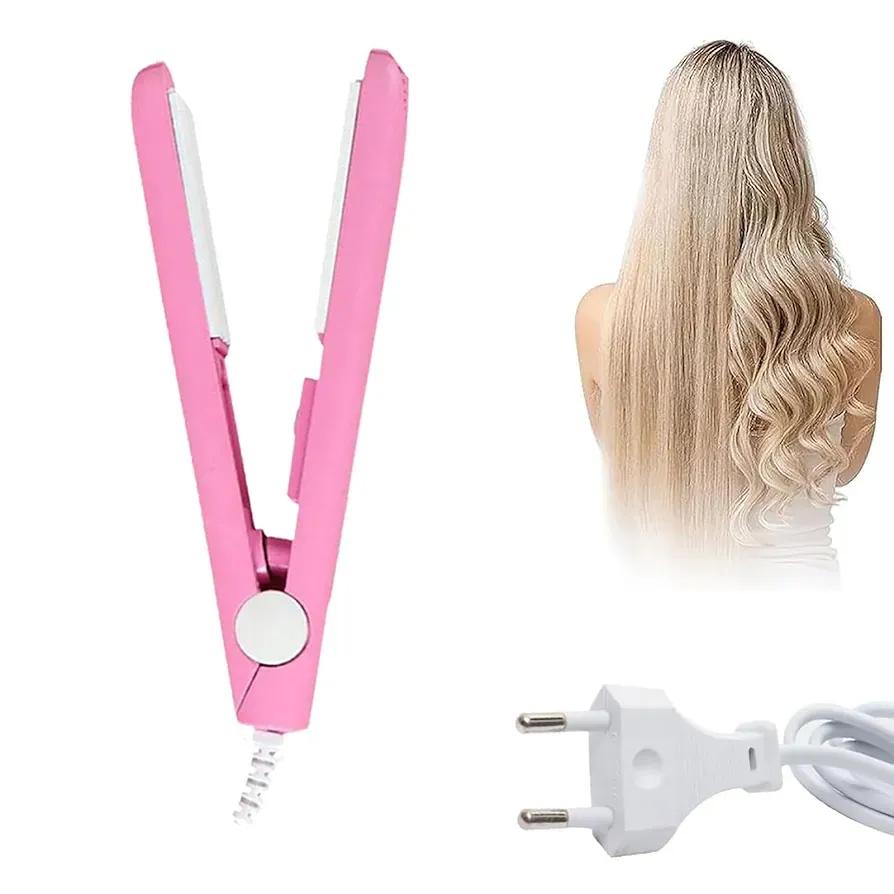 2-in-1 Mini Hair Straightener & Curler – Portable Thermostatic Ceramic Flat Iron for Dry & Wet Hair Styling - Random Color - Image 6