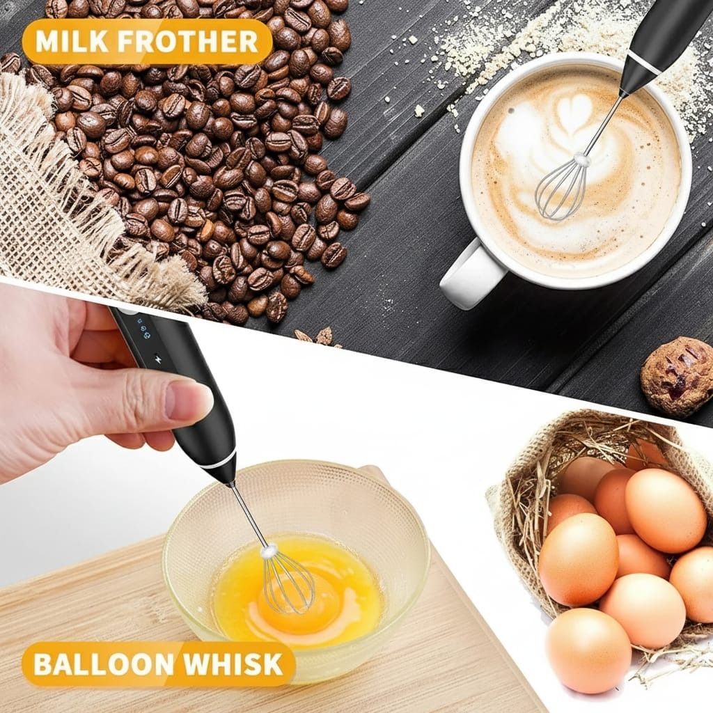 Rechargeable Coffee Beater – USB Rechargeable Powerful Milk Frother for Coffee, Cappuccino, Latte, Matcha, Hot Chocolate & Kitchen Use | High-Speed Stainless Steel Whisk Mixer - Image 3