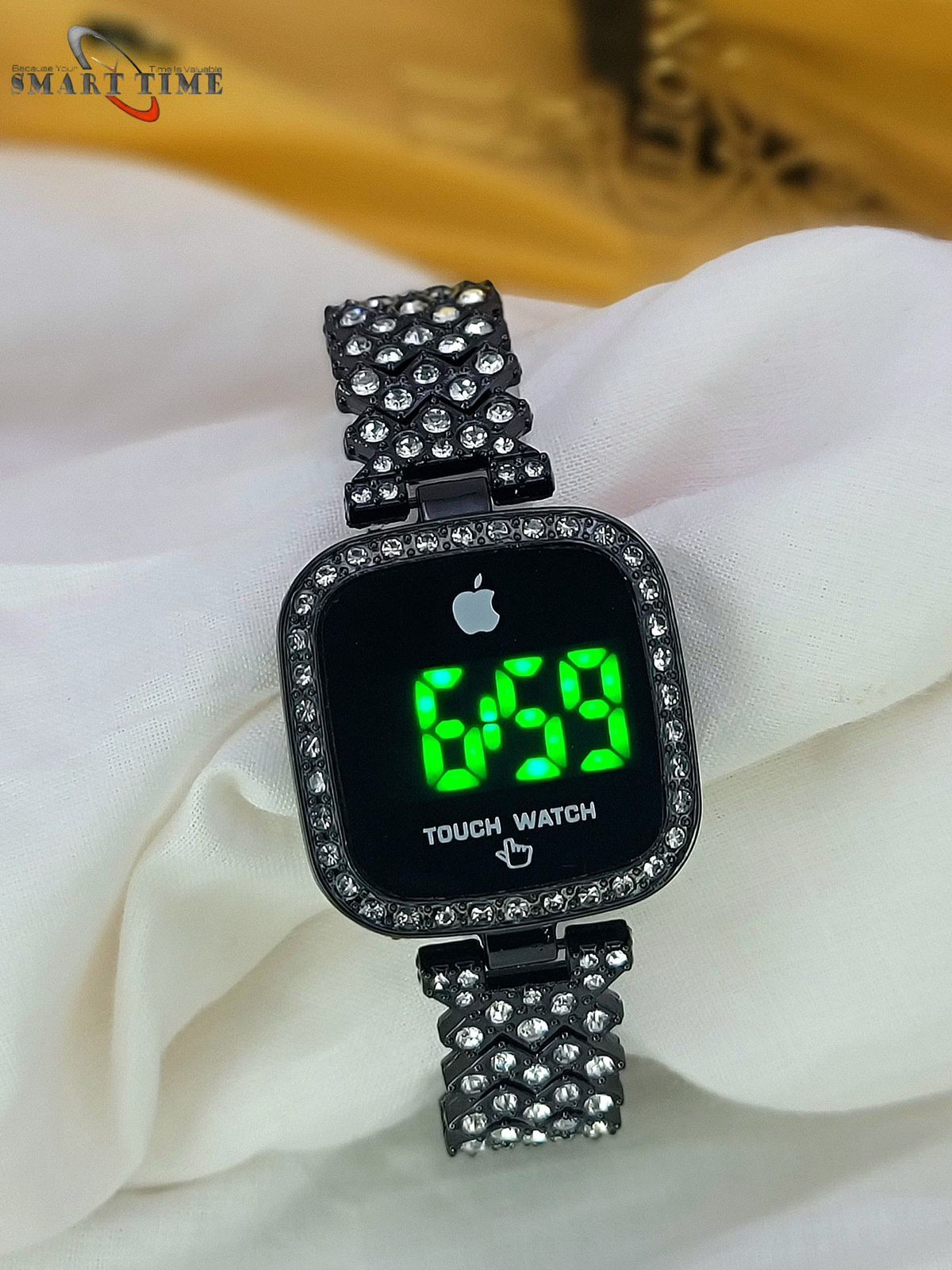 Full Diamond Touch Screen LED Watch with Premium Steel Chain for Women - Image 5