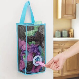 Plastic Bag Holder, Dispenser Hanging Storage Mesh Garbage Big/Trash Bags Organizer Recycling Grocery Shopping Pocket Hanging Containers for Kitchen - Random Color