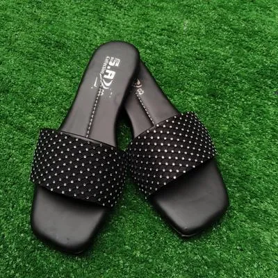 Men's Rubber Fancy Slide Slippers (AIX-BLACK) - Image 4