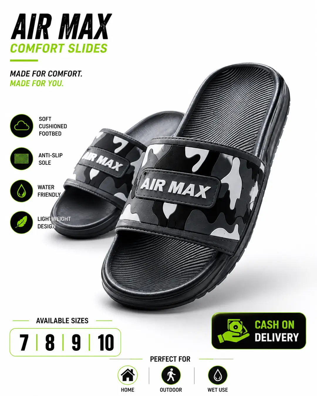 Air Max Camo Slides for Men – Lightweight Comfort Slippers