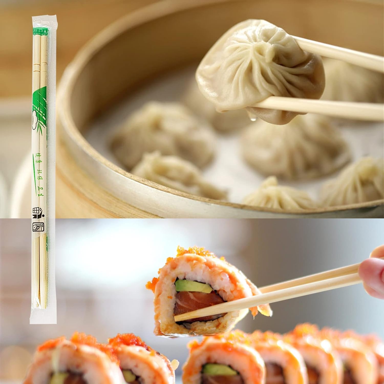 Bamboo Chopsticks - Pack of 100 Pairs (200 Sticks) Reusable Natural Wood - Image 6