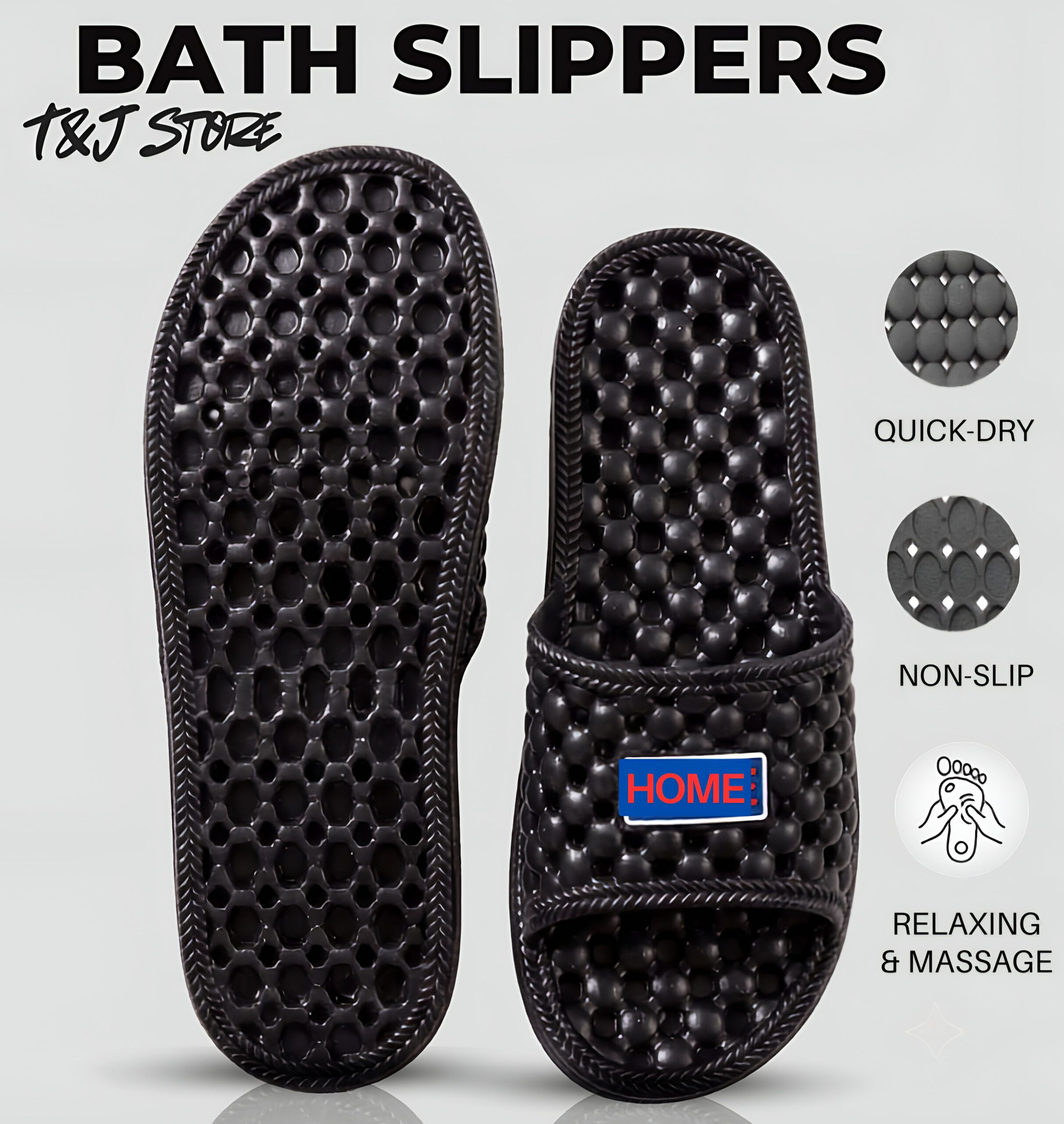10 Colors Quick-Drying Non-Slip Bathroom Shower Slippers with Bubble Massage - Image 3